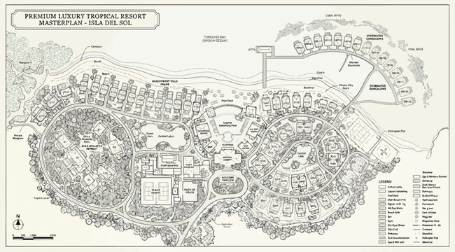 Master plan for a premium luxury tropical resort
