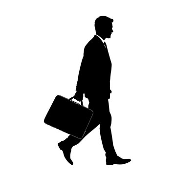 Businessman walking with a leather briefcase represents a professional journey and success.