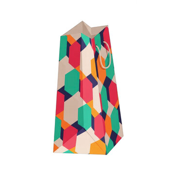 Colorful geometric pattern shopping bag
