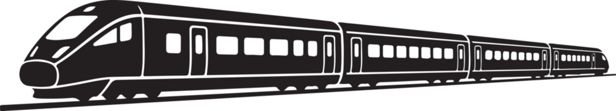 passenger train silhouette modern transportation commuting service