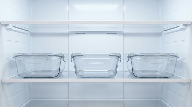 Fridge organization aesthetic refrigerator storage with empty transparent containers for fresh start