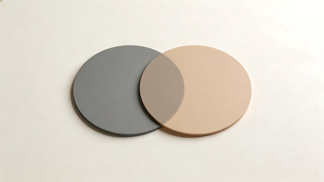 Two overlapping circular shapes on a surface for immersive visual experiences and creative projects