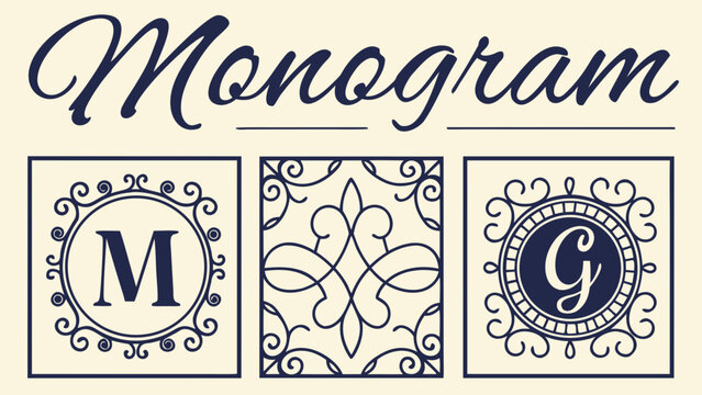 Elegant monogram logo frames set with decorative borders monogram decorative