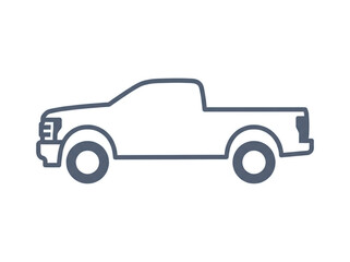 Obraz premium Sleek Minimalist Vector Logo of Heavy-Duty Pickup Truck Silhouette in Slate Gray on Pure White Background