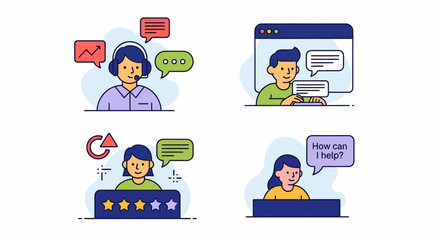 Fototapeta premium Customer service agent providing professional support via online chat dialogue for global business communication help and user assistance