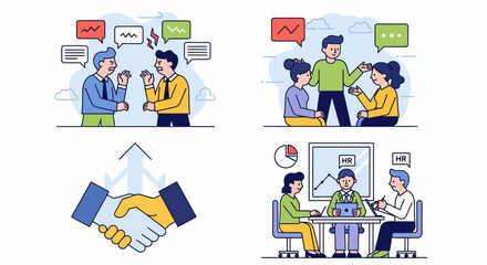 Fototapeta premium Business office management dialogue mediation conflict human resources recruitment team work communication partnership cooperation success professional deal