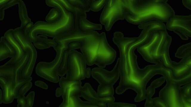 Green liquid shapes on black background, with glossy metallic dark neon abstract slime patterns. Suitable for vibrant digital designs.