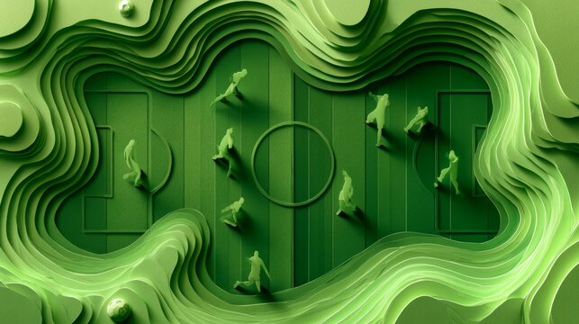 Abstract Green Football Field Themed Artistic Visual Design