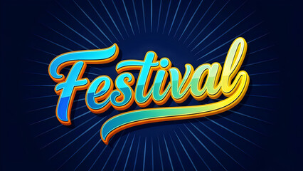 Fototapeta premium Retro styled word festival with vibrant colors on a dark background