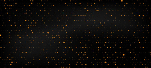 Elegant black background with golden glowing dots, abstract luxury particle texture, modern digital constellation pattern, premium technology design. © Abd