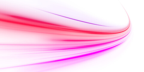 Bright energy purple, red wave and glowing trail flow on a futuristic city road. Glowing motion streak overlay. Vector illustration png.