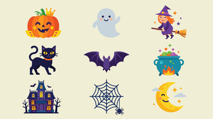 Obraz premium Halloween Character Collection Hyper Flat Vector Set