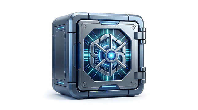 Futuristic Secure Digital Vault Safe Cybersecurity Data Protection Concept