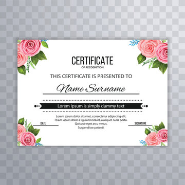 Elegant diploma floral certificate template design