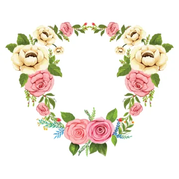 Circular flower frame with white background