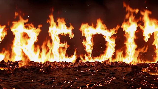 Fiery CREDIT text engulfed in flames with a dramatic zoom-in effect. Powerful concept of debt, loans, financial pressure, borrowing, credit risk, banking, and personal finance challenges.