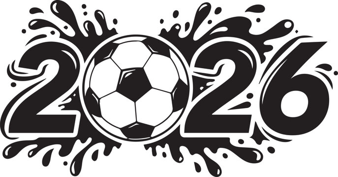 Soccer Ball Splash 2026 isolated on transparent background, vector, illustration