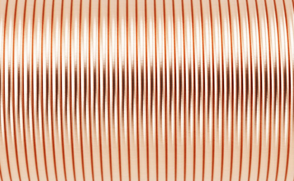 Polished Copper Wire Abstract Parallel Lines Textured Background Pattern, 3d Rendering.