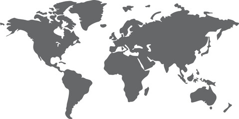 Fototapeta premium Flat World Map Showing Continents and Oceans for Global, Travel, Education and Business Use.