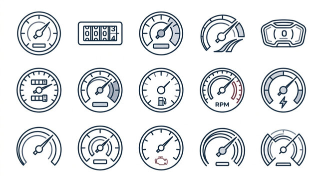 Collection of Vehicle Dashboard Gauges and Indicators