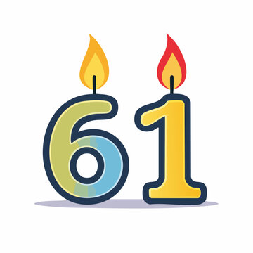 Number 61 Birthday Candles