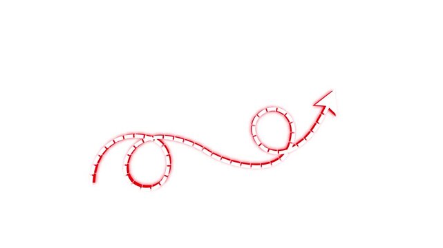 White dotted curved arrow path symbol curved right element line pointer graphic motion, design arrow growth, cursor path symbol diagram white, footage.