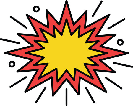 Yellow and red comic style explosion burst with action lines explosion starburst illustration announcement announcer creative background attention