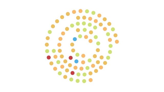Dot made circular patterns with harmonic motion effect on a white background - Animated Illustration
