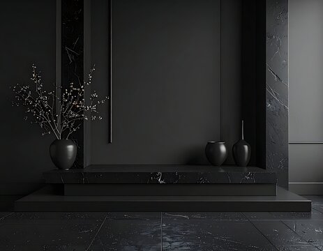 Dark room with minimalist interior decor.