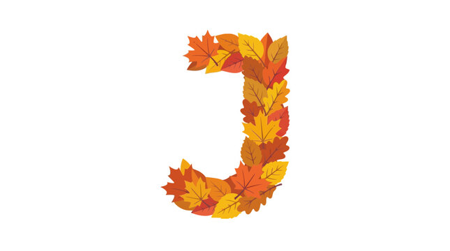 Autumn Leaf Letter J - Fall Season Alphabet and Nature Decoration