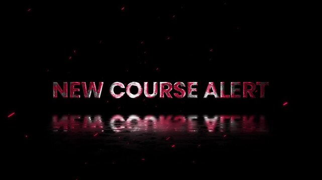 New Course Alert Rusty Metal Text Animation 4K Educational Announcement for Online Learning and Training Program Promotion