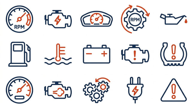 Car Dashboard Warning and Indicator Symbols