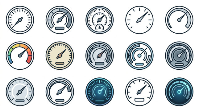 Collection of Vehicle Dashboard Gauges Icons