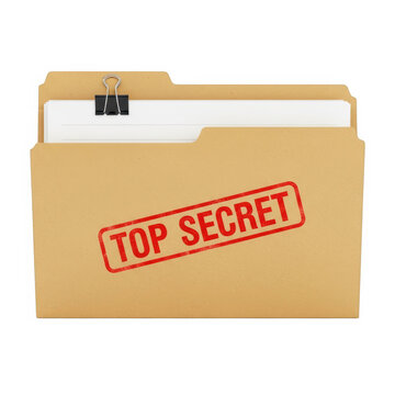 Top secret folder with classified label on it isolated on transparent background