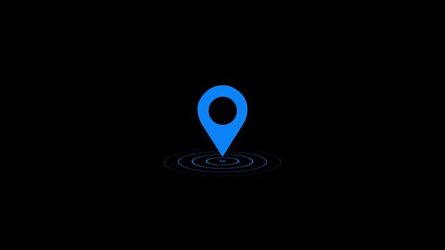 Cyan color location symbol. Pin symbol Indicates the location of the GPS map. Location icon or map pin simple location icon animation on black background 4k video...