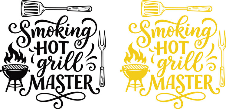 Smoking hot grill master vector graphic design