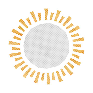 Old Halftone Sun Burst Badge Element. Empty round label with ray for social media post, meme and blog