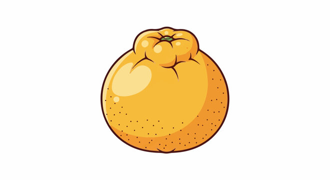 A cartoon-style orange fruit with a bumpy top and textured skin