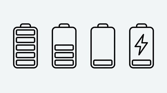 Battery icons with different charge levels.