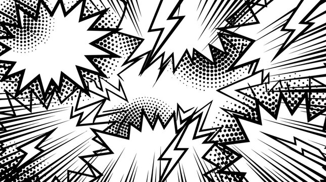 Black and white comic book explosion.