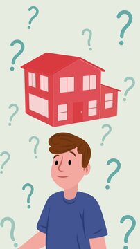 Young man wondering about buying a new house