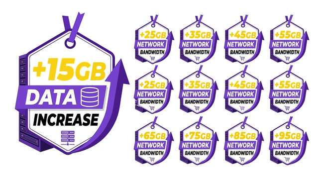 Data increase and network bandwidth offer with various percentage options for mobile plans