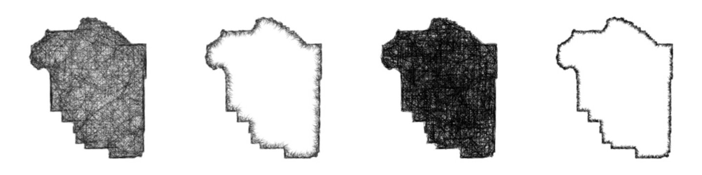 Sketch black and white Madison County (Montana) outline map design set