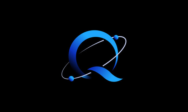 Letter Q quantum tech logo design template vector