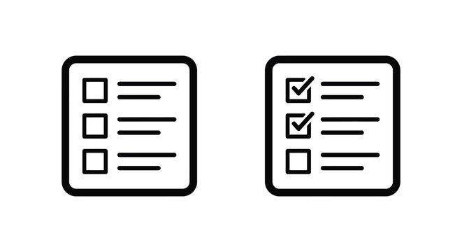 Checklist With Empty And Completed Items Black Line Silhouette to do list task entries boxes squares