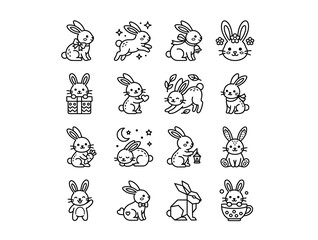 Fototapeta premium Cute Easter Bunny Illustrations.