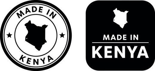 Made in Kenya Badge Set with Map Silhouette and Bold Typography © Collect Silhouettes