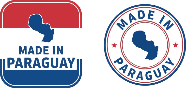 Made in Paraguay Badge Set with Map Silhouette and National Colors