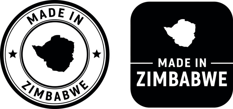Made in Zimbabwe Badge Set with Country Silhouette and Text