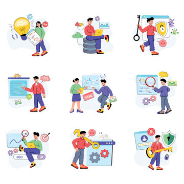 Web development vector illustration set 01